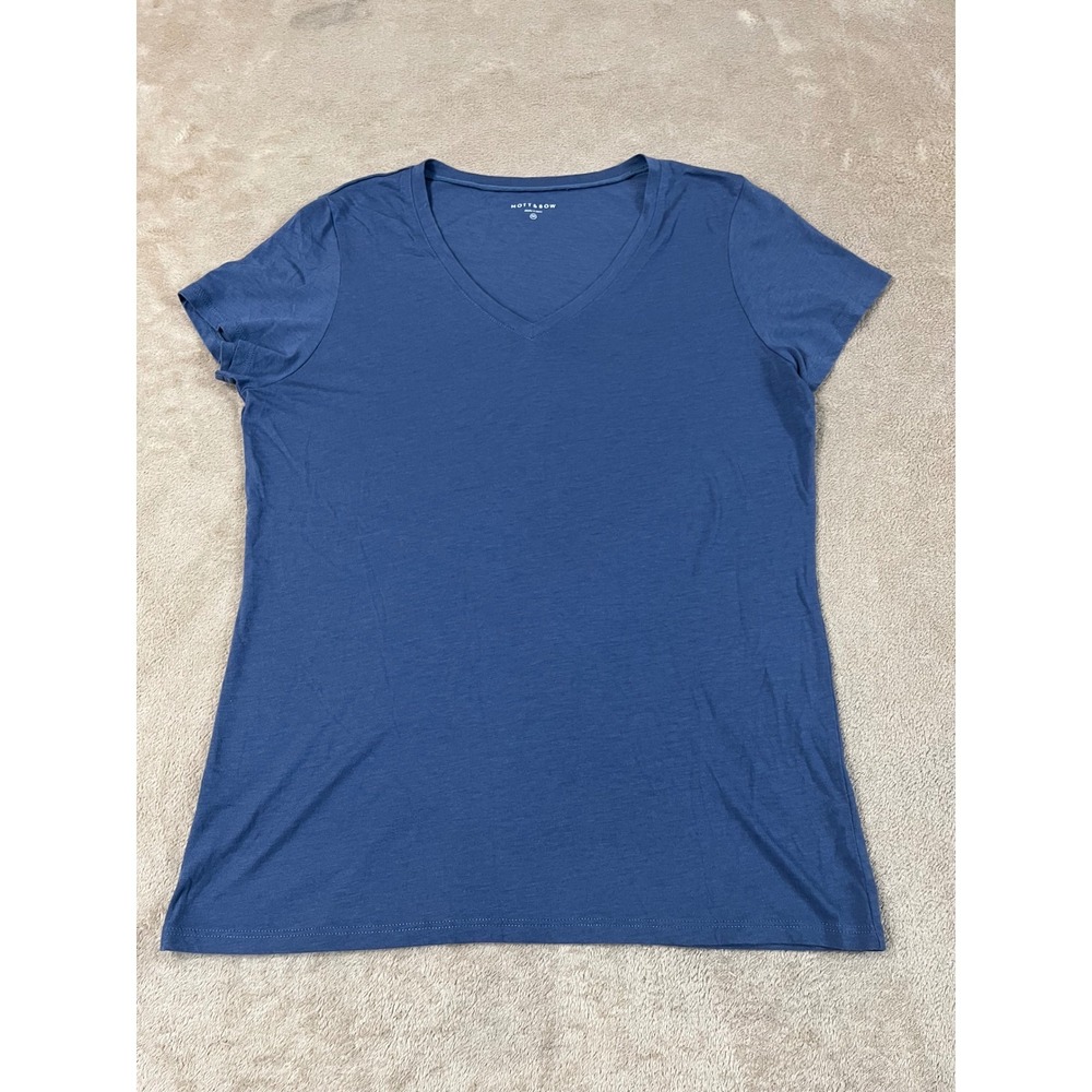Mott & Bow Fitted V-Neck Marcy Tee-Shirt Womens M Blue Pima Cotton Modal S/S EUC